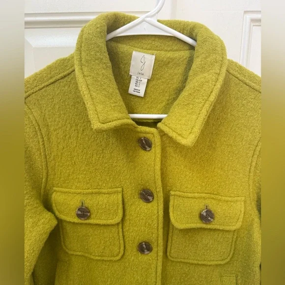 Joie Chartreuse Wool Blend Button Jacket - Picture 2 of 11